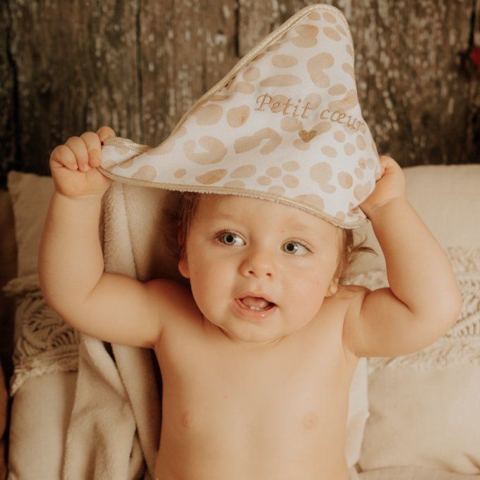 Cape de bain léopard fait main bébé