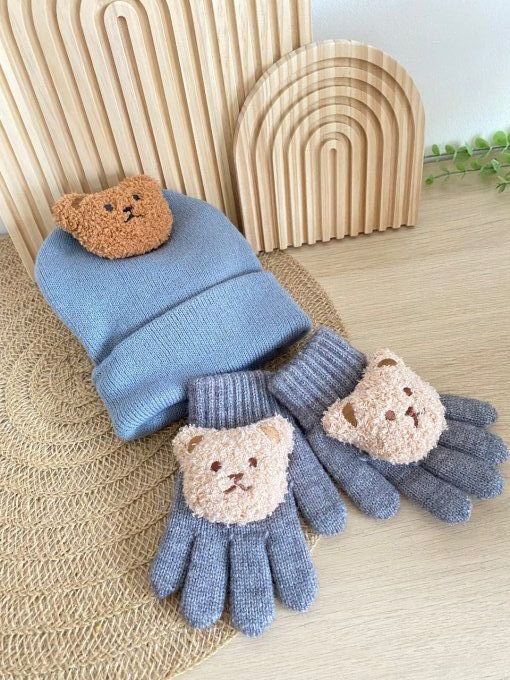 Bonnet gants ourson